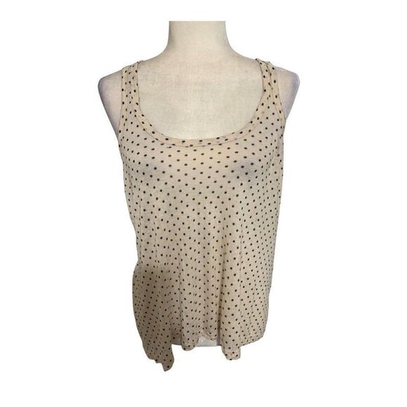 theory womens beige black polka dot tank top small - Picture 1 of 4